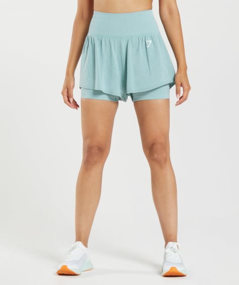 Women's Gymshark Vital Seamless 2.0 2-in-1 Shorts Light Blue | NZ 4DFUXR